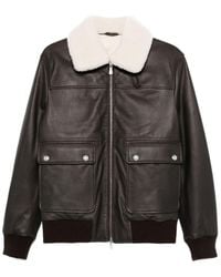 Eleventy - Shearling Bomber Jacket - Lyst