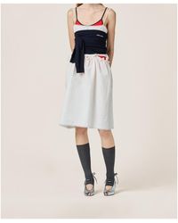 Miu Miu Logo-Patch Ribbed Jersey Dress in White | Lyst Miu Miu Logo-Patch Ribbed Jersey Dress in White | Lyst