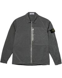 Stone Island - Logo Patch Zip-Up Overshirt - Lyst