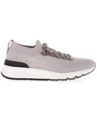 Brunello Cucinelli - Knitted Lace-Up Sneakers - Lyst