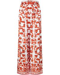 Dolce & Gabbana - Printed Elastic Waist Wide-Leg Casual Pants - Lyst