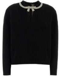 Valentino - Bow Embellished V-Neck Jumper - Lyst