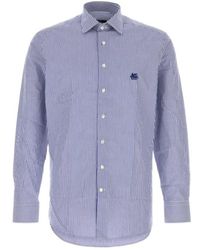 Etro - Vertical-Stripe Logo-Embroidered Shirt - Lyst