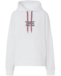 Burberry - Logo Loose Hooded Sweatshirt - Lyst