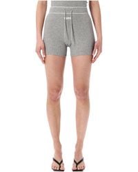Marine Serre - Light Ribbed Jersey Drawstring-Waist Mini Shorts - Lyst