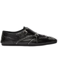 Fendi - Studded Double Monk Strap Loafers - Lyst