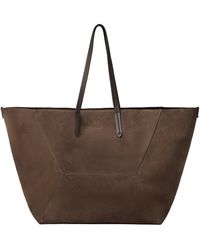 Brunello Cucinelli - Embossed-Logo Suede Tote Bag - Lyst