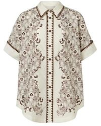 ALÉMAIS - Printed Cotton And Silk Bowling Shirt - Lyst
