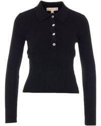 MICHAEL Michael Kors - Long Sleeved Knitted Polo Shirt - Lyst