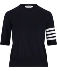 Thom Browne - 4 Bar Sheer Sleeved Fine-Knitted T-Shirt - Lyst