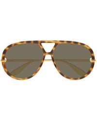 Bottega Veneta - Eyewear Aviator Frame Sunglasses - Lyst