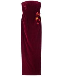 Oscar de la Renta - Strapless Appliquéd Cotton-Blend Velvet Gown - Lyst