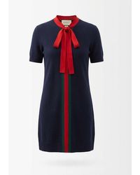Gucci - Knit Wool Cashmere Dress With Web - Lyst