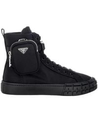 Prada - Re-Nylon Pouch Detail High-Top Sneakers - Lyst