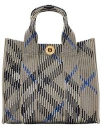 Burberry - Mini Checked Knitted Top Handle Bag - Lyst