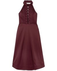 Rebecca Vallance - Cutout Bow-Detailed Duchesse-Satin Halterneck Midi Dress - Lyst