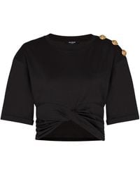 Balmain - Cropped Tie T-Shirt - Lyst