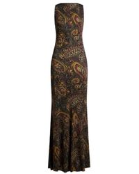 Etro - Ribbed Long Dress With Floral Paisley-Motif - Lyst