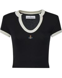 Vivienne Westwood - Orb Embroidered Cropped T-Shirt - Lyst