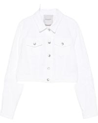ERMANNO FIRENZE - Embroidered Cropped Denim Jacket - Lyst