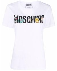 Moschino - Round Neck Logo Print T-Shirt - Lyst