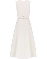 Dior Mid-Length Flared Dress With Belt in Black | Lyst