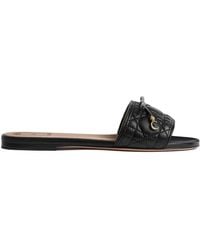 Dior - Quilted Slide Flat Sandals - Lyst