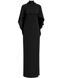 Alberta Ferretti - Long Dress With Cape Detail And Back Bow - Lyst