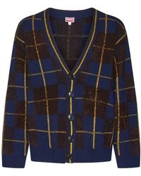 KENZO - Check Cardigan - Lyst