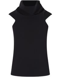 Quira - Cowl-Neck Short-Sleeve Knitted Top - Lyst