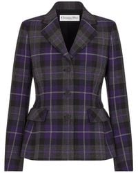 Dior - Checkered Button-Up Fitted Jacket - Lyst