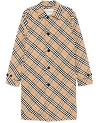 Burberry - Vintage Check Button-Up Coat - Lyst