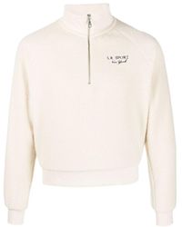Sporty & Rich - Embroidered-Logo Fleece Sweatshirt - Lyst