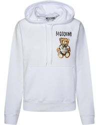 Moschino - Logo Teddy Bear Printed Drawstring Hoodie - Lyst