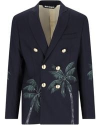 Palm Angels - Palm Tree Printed Double Breasted Jacket - Lyst