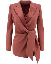 Max Mara - Satin-Lapel Belted Blazer - Lyst