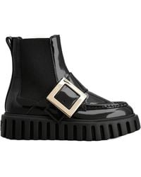 Roger Vivier - Viv' Go-Thick Metal Buckle Chealsea Ankle Boots - Lyst