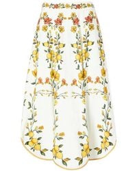 FARM Rio - Lemon Bouquet Pattern Midi Skirt - Lyst
