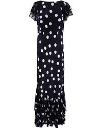 RIXO London - Short Sleeve Ruffled Dress - Lyst