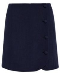 Valentino - Button-Embellished Wool Mini Skirt - Lyst