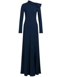 Alberta Ferretti - Asymmetric-Neck Long-Sleeve Dress - Lyst