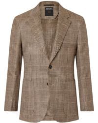 ZEGNA - And Dark Silk Linen And Wool Jacket - Lyst