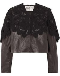 Sea - V-Neck Leather Jacket - Lyst