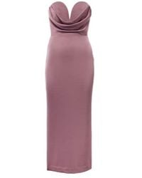 Alex Perry - Gathered Strapless Satin Midi Dress - Lyst