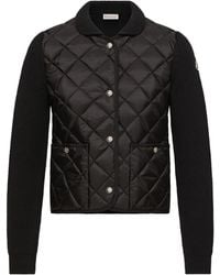 Moncler - Diamond Quilted Padded Wool Cardigan - Lyst