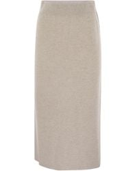 Brunello Cucinelli - Straight Hem Knitted Midi Skirt - Lyst