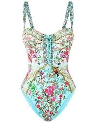 CAMILLA - Floral Printed Lace-Up One-Piece Swimsuit - Lyst