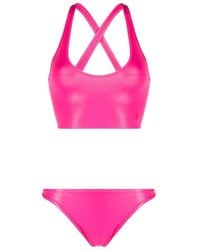 The Attico - The High-Shine Crossover-Strap Bikini Set - Lyst