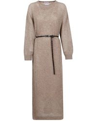 Brunello Cucinelli - Sequin Embellished Knitted Midi Dress - Lyst