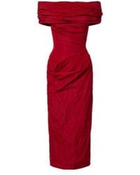 Magda Butrym - Off-Shoulder Draped Cotton-Blend Midi Dress - Lyst